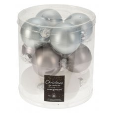 Χριστουγεννιάτικες Γυάλινες Μπάλες Ασημί- Σετ 12 τεμ. (6cm)